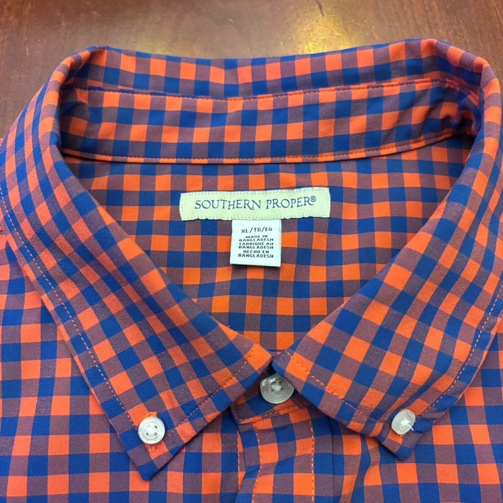 Southern‎ Proper | Mens XL | Gingham Button Down Shirt | Red Blue | Performance